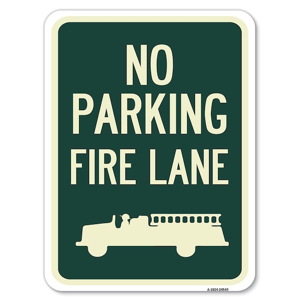 Signmission No Parking Fire Lane Fire Truck Heavy-Gauge Alum Rust Proof Parking Sign, 18" x 24", A-1824-24549 A-1824-24549 - main